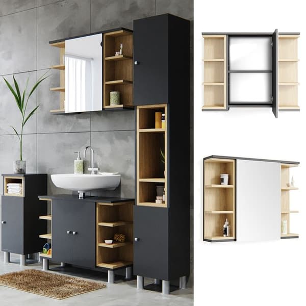 Toalettsspegel Aquis, 79.6x64cm, Antracit, Antracit, Vicco