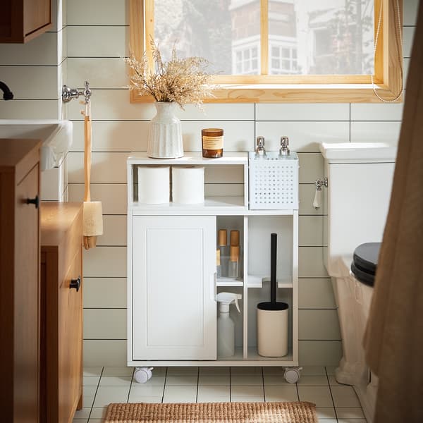 SoBuy Badeværelsesskab på hjul Toiletpapirholder Toilet opbevaring BZR176-W