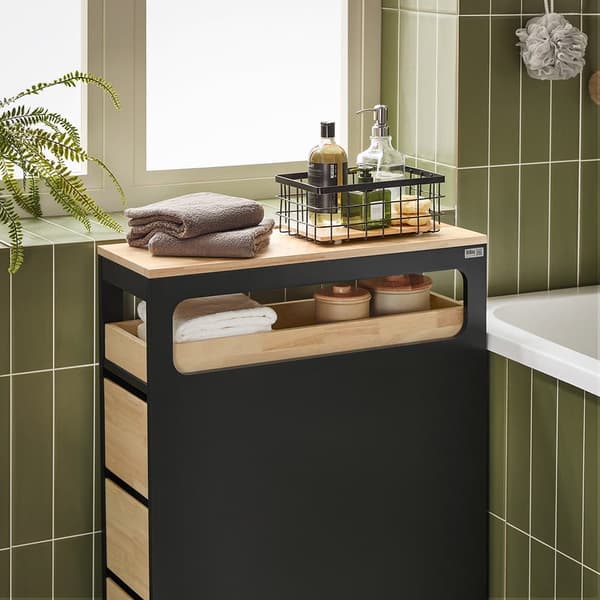 SoBuy Kapea kaappi WC paperiteline kylpyhuone kaappi Hyllykokonaisuus BZR54-SCH