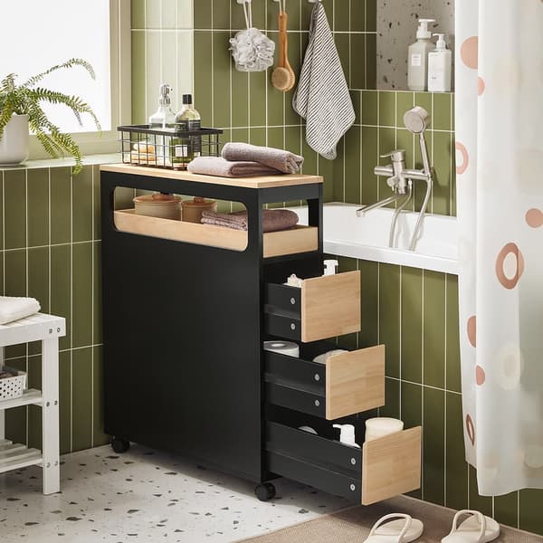 SoBuy Kapea kaappi WC paperiteline kylpyhuone kaappi Hyllykokonaisuus BZR54-SCH