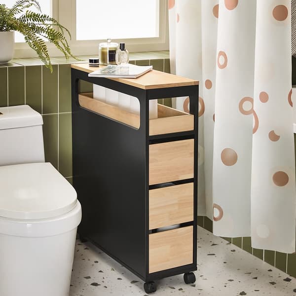 SoBuy Kapea kaappi WC paperiteline kylpyhuone kaappi Hyllykokonaisuus BZR54-SCH