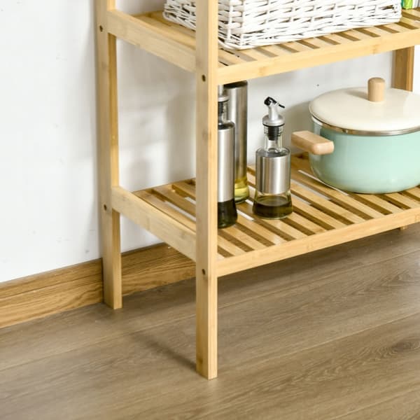 Rootz Bamboo -kylpyhuonehylly - Seisova teline - Järjestelyhylly - Natural Bamboo - 62cm x 33cm x 80cm - 3 hyllyä - Minimalistinen muotoilu