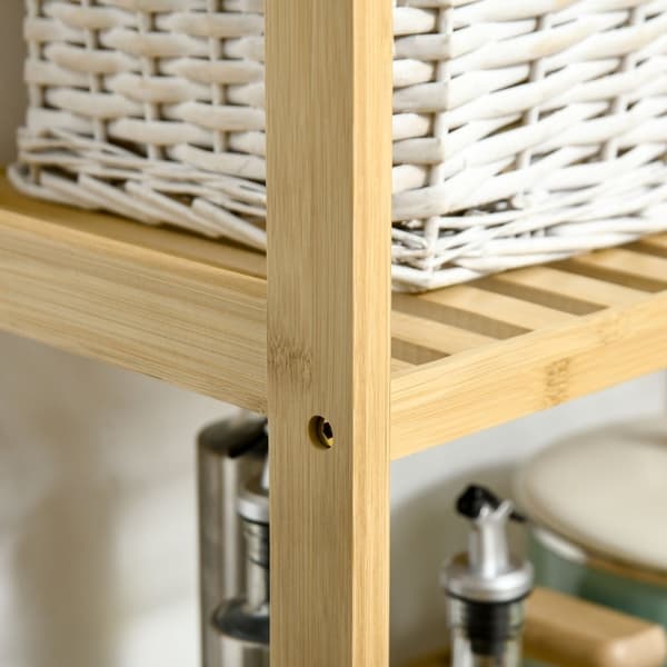 Rootz Bamboo -kylpyhuonehylly - Seisova teline - Järjestelyhylly - Natural Bamboo - 62cm x 33cm x 80cm - 3 hyllyä - Minimalistinen muotoilu