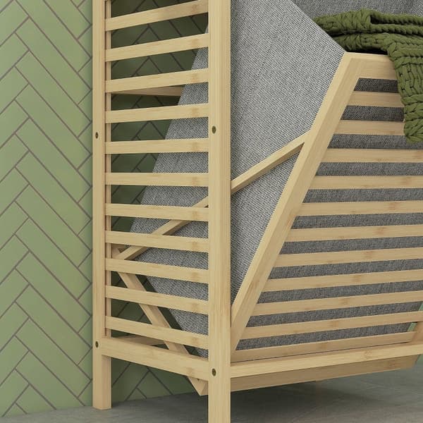 Rootz Bamboo Badrumsskåp - Smal förvaringsenhet - Tiltbar tvättkorg - Naturlig finish - 44cm x 33cm x 160cm