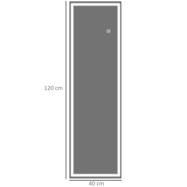 Rootz vægspejl i fuld længde - LED-oplyst spejl - Dressingspejl - Justerbar lysstyrke - 40 cm x 2,9 cm x 120 cm