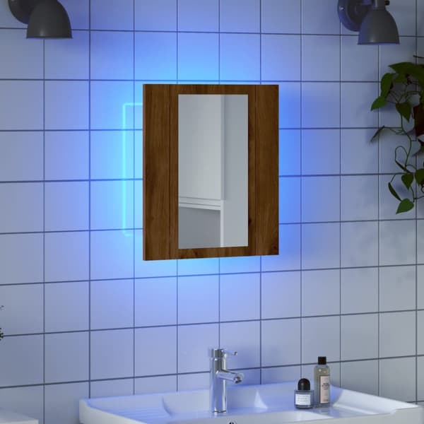 Spegelskåp för badrum LED ek 40x12x45 cm konstruerat trä