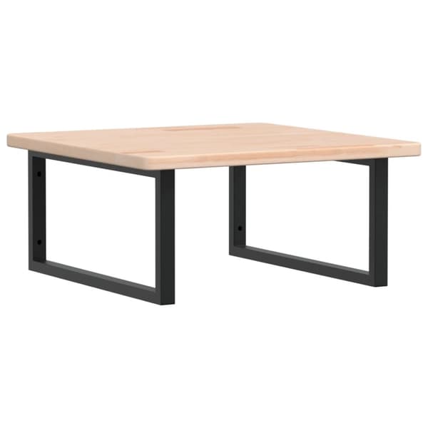 Väggmonterad handfatshylla stål och massiv ek