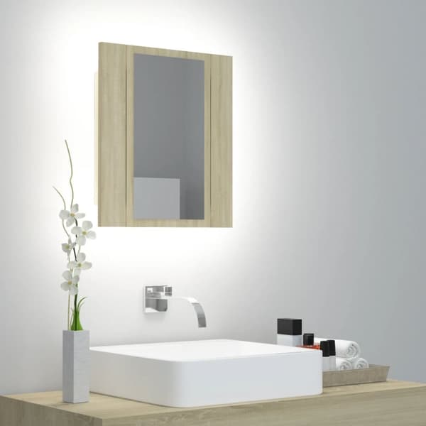 Spegelskåp med LED sonoma-ek 40x12x45 cm akryl