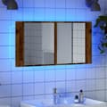Miniatyrbild 1 av 2: Spegelskåp med LED åldrat trä 90x12x45 cm konstruerat trä