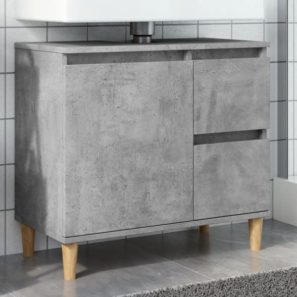 Tvättställsskåp betonggrå 65x33x60 cm konstruerat trä