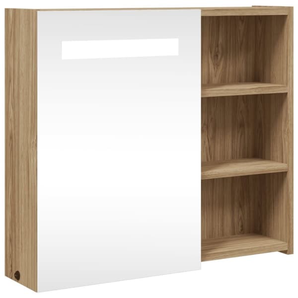 Spegelskåp och LED-lampa ek 60x13x52 cm