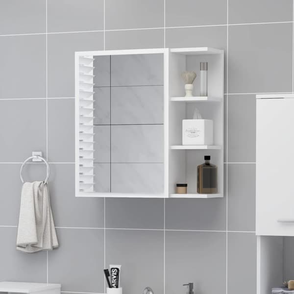 Spegelskåp för badrum vit 62,5x20,5x64 cm konstruerat trä