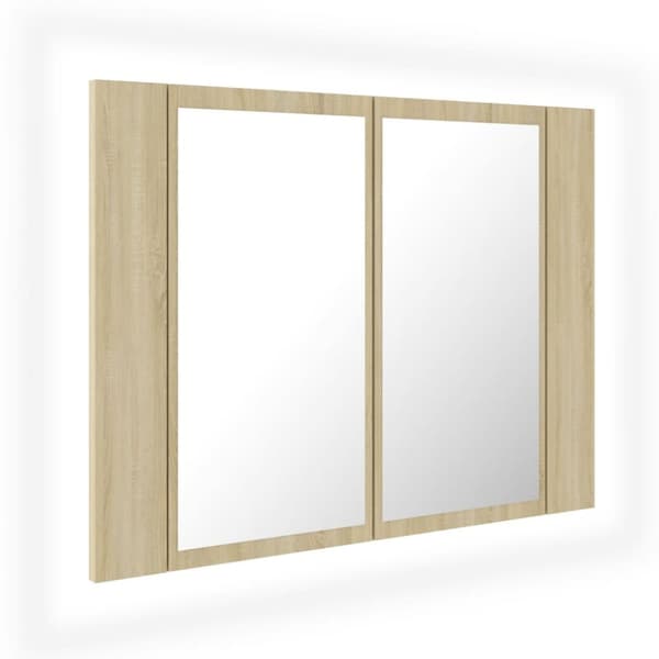 Spegelskåp med LED sonoma-ek 60x12x45 cm akryl