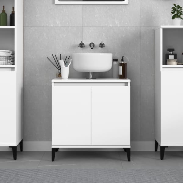 Tvättställsskåp vit 58x33x60 cm konstruerat trä