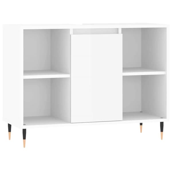 Badrumsskåp vit högglans 80x33x60 cm konstruerat trä