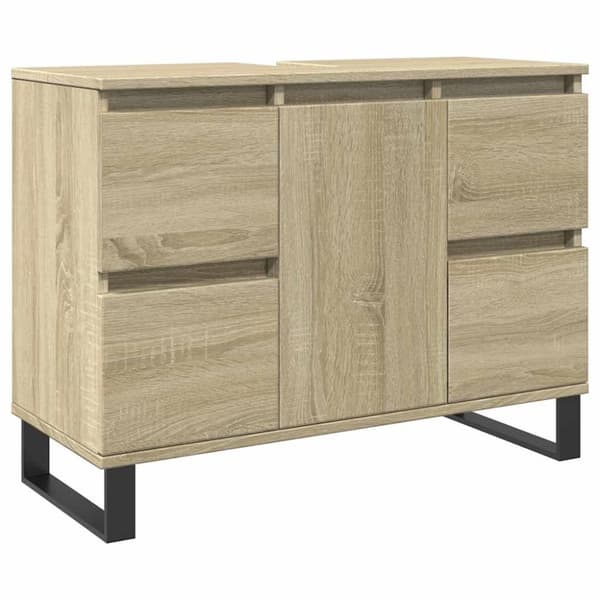 Badrumsskåp sonoma-ek 80x33x60 cm konstruerat trä