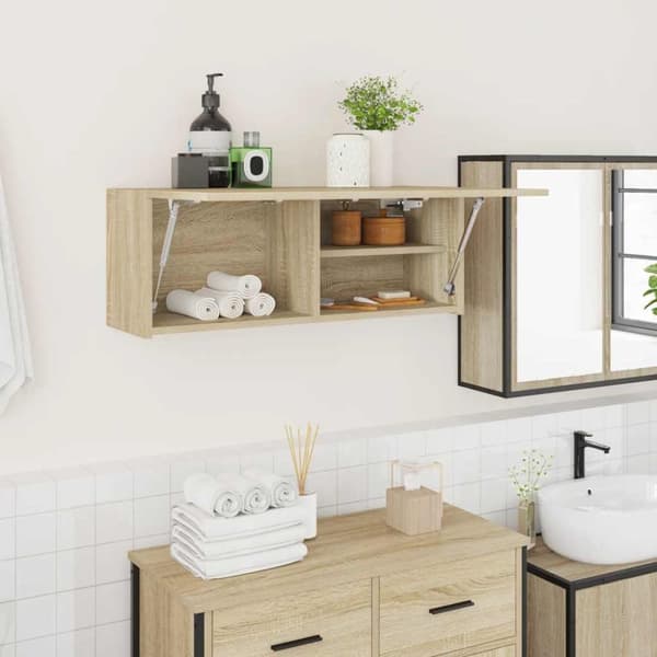 Väggskåp för badrum sonoma-ek 80x25x30 cm konstruerat trä