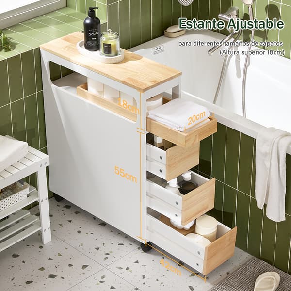 SoBuy Kapea kaappi WC paperiteline kylpyhuone kaappi Hyllykokonaisuus BZR54-II-WN