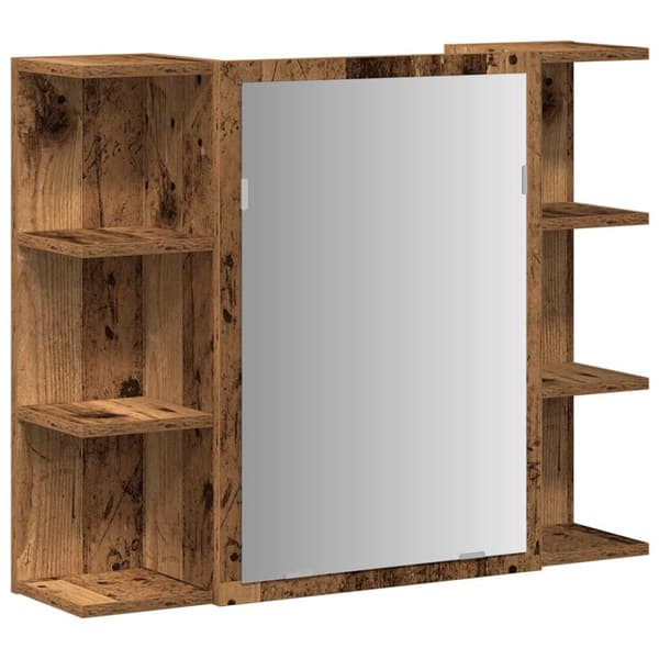Spegelskåp för badrum åldrat trä 80x20,5x64 cm konstruerat trä