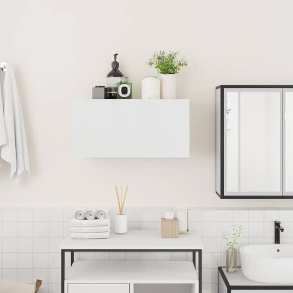 vidaXL væghængt badeværelsesskab 60x25x30 cm konstrueret træ hvid