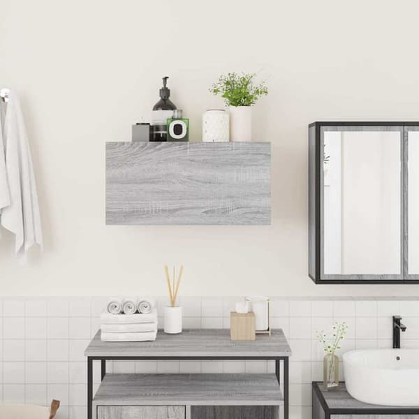 vidaXL væghængt badeværelsesskab 60x25x30 cm konstrueret træ