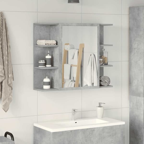 vidaXL Kylpyhuoneen peilikaappi betoninharmaa 80x20,5x64 cm lastulevy