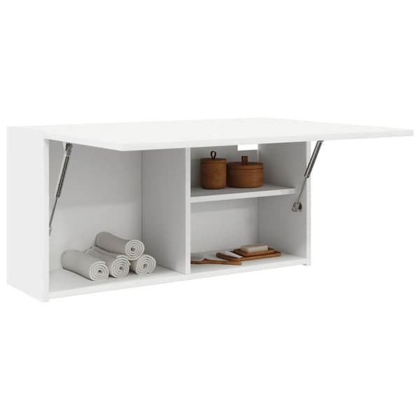 vidaXL væghængt badeværelsesskab 80x25x40 cm konstrueret træ hvid