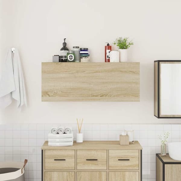 vidaXL Veggskap til baderom sonoma eik 100x25x40 cm konstruert tre