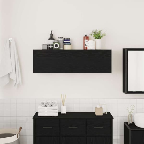 vidaXL Veggskap til baderom svart 100x25x30 cm konstruert tre