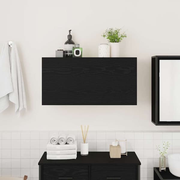 vidaXL Kylpyhuoneen seinäkaappi musta 80x25x40 cm tekninen puu