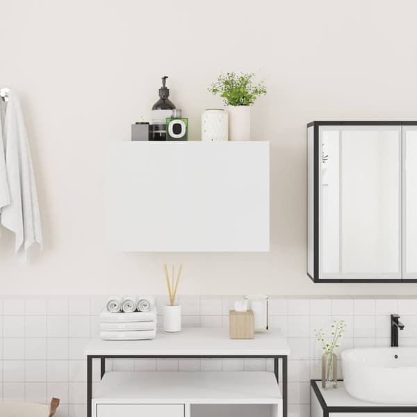 vidaXL væghængt badeværelsesskab 60x25x40 cm konstrueret træ hvid