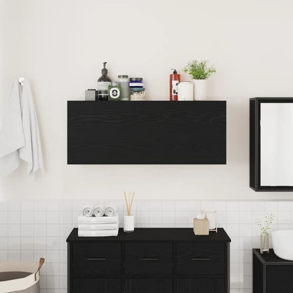 vidaXL væghængt badeværelsesskab 100x25x40 cm konstrueret træ sort