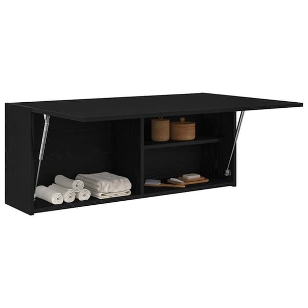 vidaXL væghængt badeværelsesskab 100x25x40 cm konstrueret træ sort