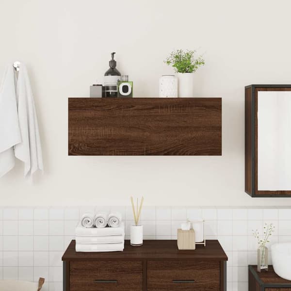 vidaXL Väggskåp för badrum brun ek 80x25x30 cm konstruerat trä