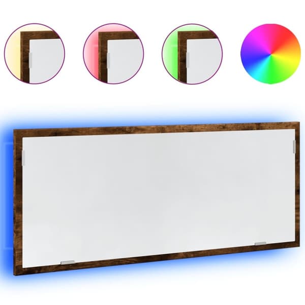 vidaXL Baderomsspeil med LED røkt eik 100x8,5x37 cm konstruert tre