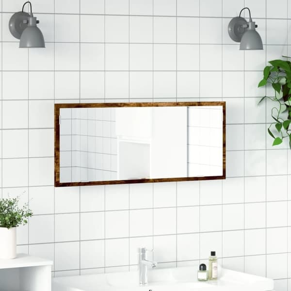 vidaXL Baderomsspeil med LED røkt eik 100x8,5x37 cm konstruert tre