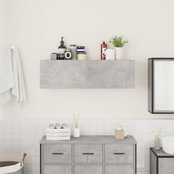 vidaXL Väggskåp för badrum betonggrå 100x25x30 cm konstruerat trä