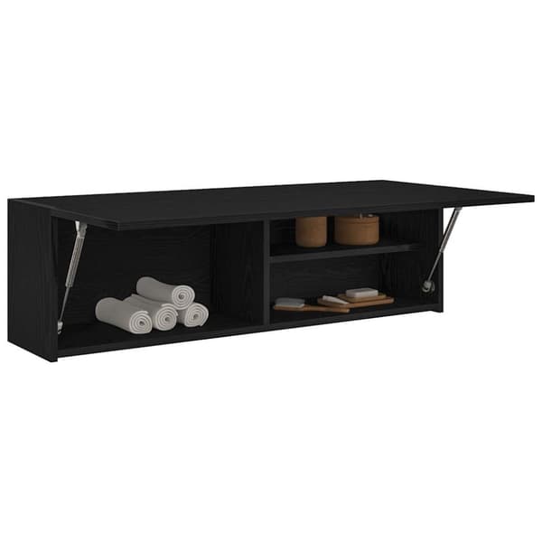 vidaXL væghængt badeværelsesskab 100x25x30 cm konstrueret træ sort