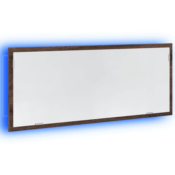 vidaXL badeværelsesspejl m. LED 100x8,5x38 cm konstrueret træ brunt eg