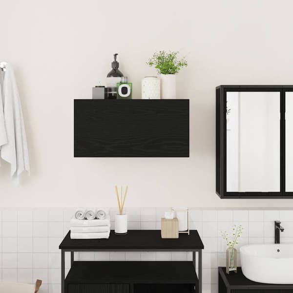 vidaXL Veggskap til baderom svart 60x25x30 cm konstruert tre