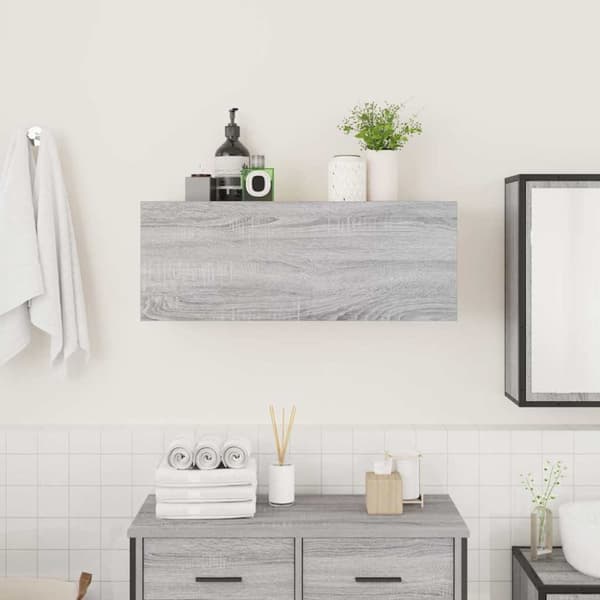 vidaXL væghængt badeværelsesskab 80x25x30 cm konstrueret træ