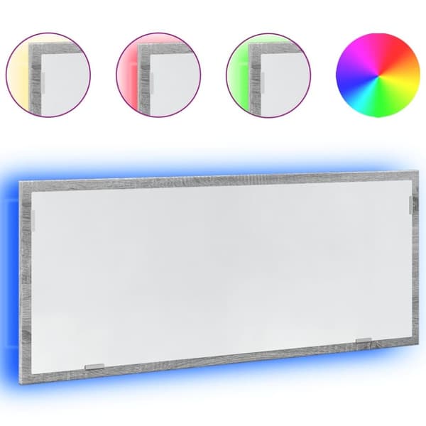 vidaXL Baderomsspeil med LED grå sonoma 100x8,5x37 cm konstruert tre