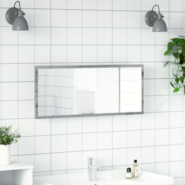 vidaXL Baderomsspeil med LED grå sonoma 100x8,5x37 cm konstruert tre