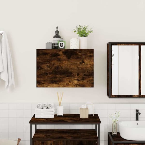 vidaXL Väggskåp för badrum rökfärgad ek 60x25x40 cm konstruerat trä