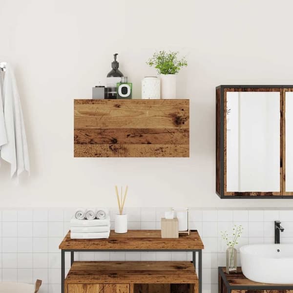 vidaXL Veggskap til baderom gammelt tre 60x25x30 cm konstruert tre