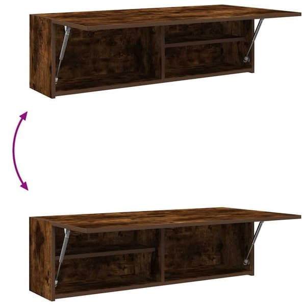 vidaXL væghængt badeværelsesskab 100x25x30 cm konstrueret træ røget eg