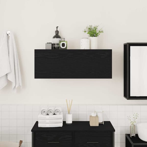 vidaXL Veggskap til baderom svart 80x25x30 cm konstruert tre