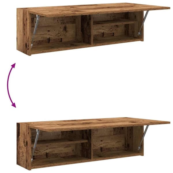 vidaXL Väggskåp för badrum åldrat trä 100x25x30 cm konstruerat trä