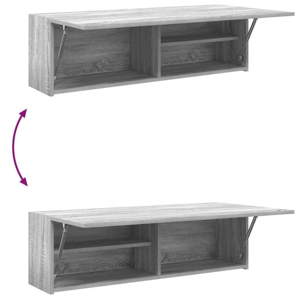 vidaXL Veggskap til baderom grå sonoma 100x25x30 cm konstruert tre