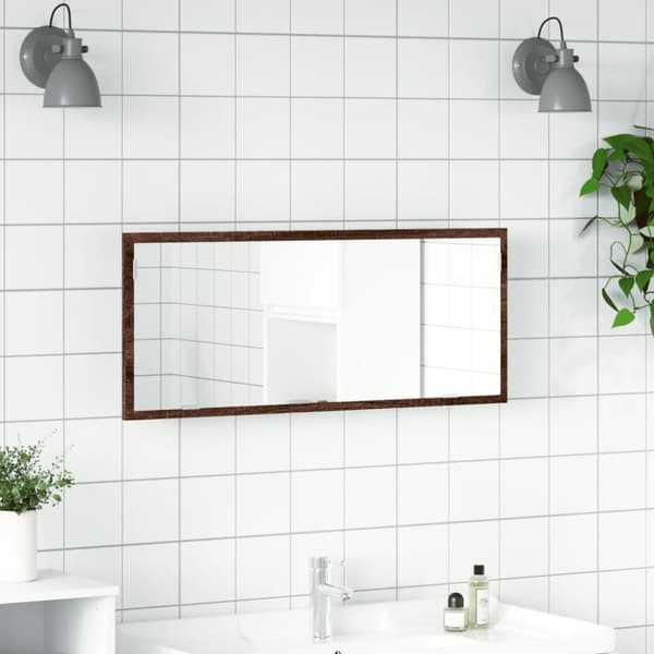 vidaXL Baderomsspeil med LED brun eik 100x8,5x37 cm konstruert tre